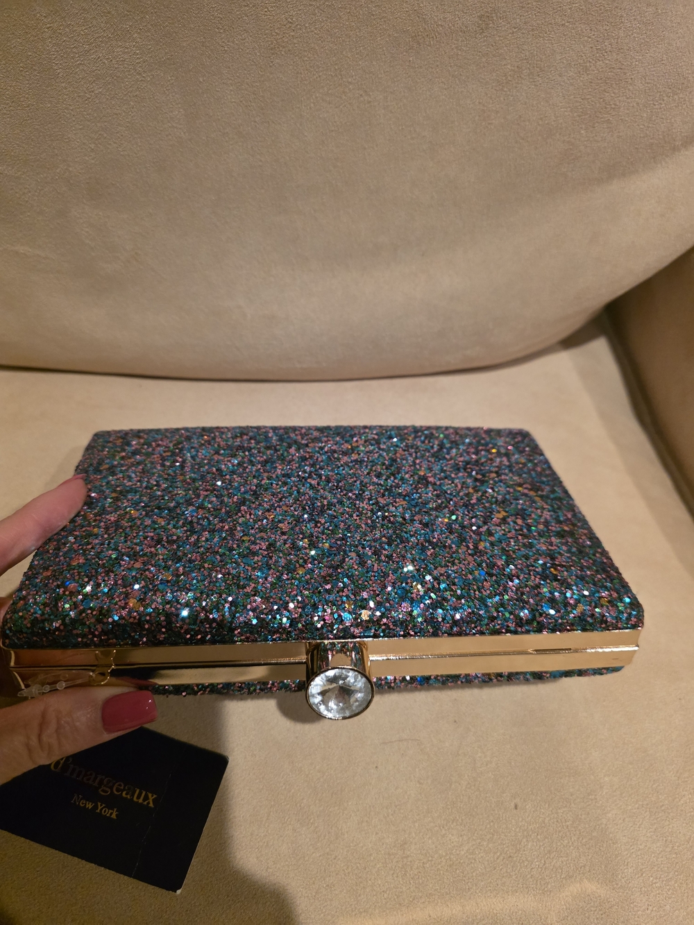 Blue Multi Glitter Box Clutch - Picture 15 of 15